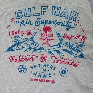 NEW Zero Foxtrot T Shirt‎ Men Small Blue Skull Graphic Gulf War 1990 Plane F-16